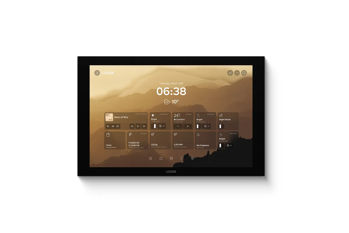 Loxone Wall Display 10 Zoll mit Loxone Bedienoberflaeche